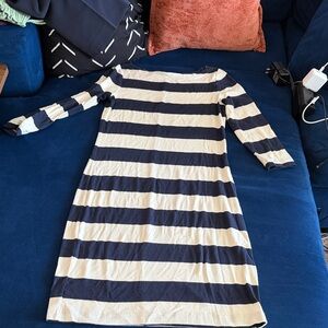 GAP Navy and White Striped Long Sleeve Dress